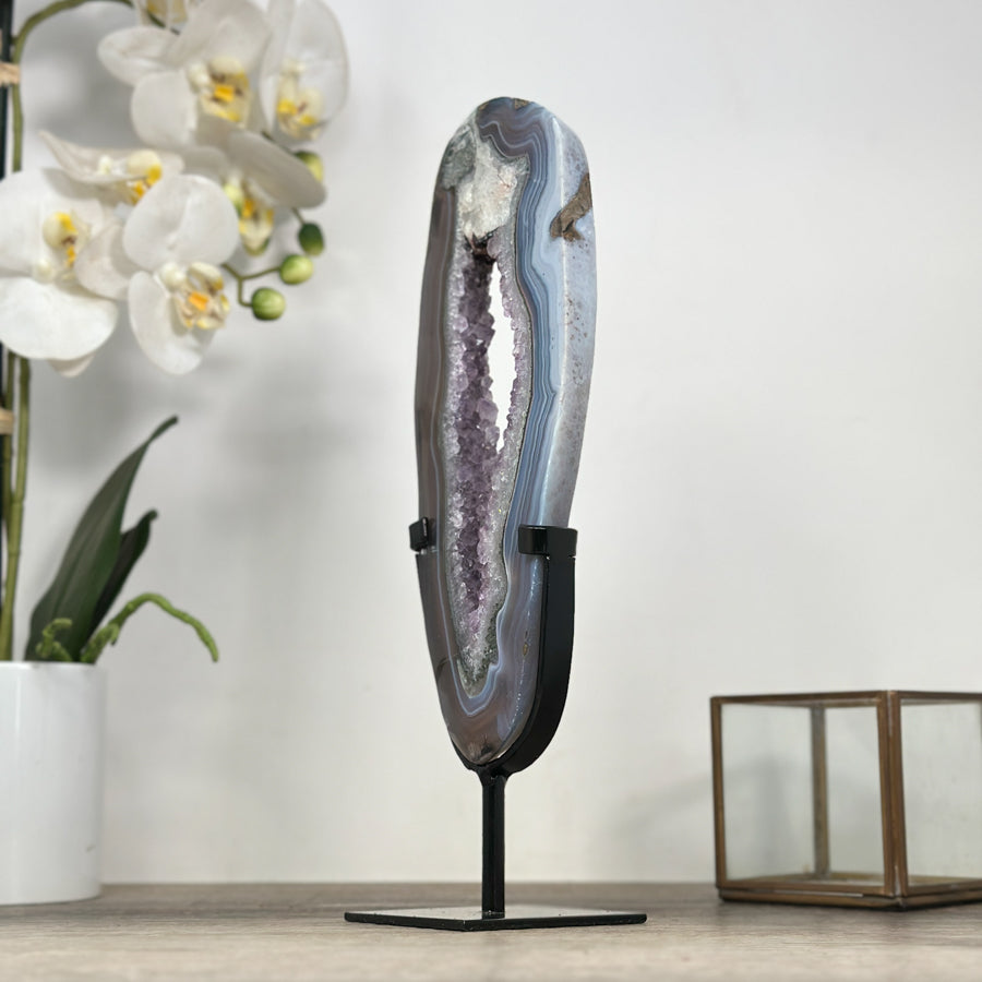 Beautiful Blue Banded Agate &amp; Amethyst Stone Portal - MWS2114