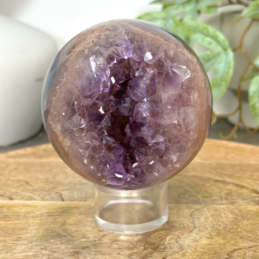 Amethyst Druzy &amp; Agate Sphere Geode from Uruguay - SPH0173