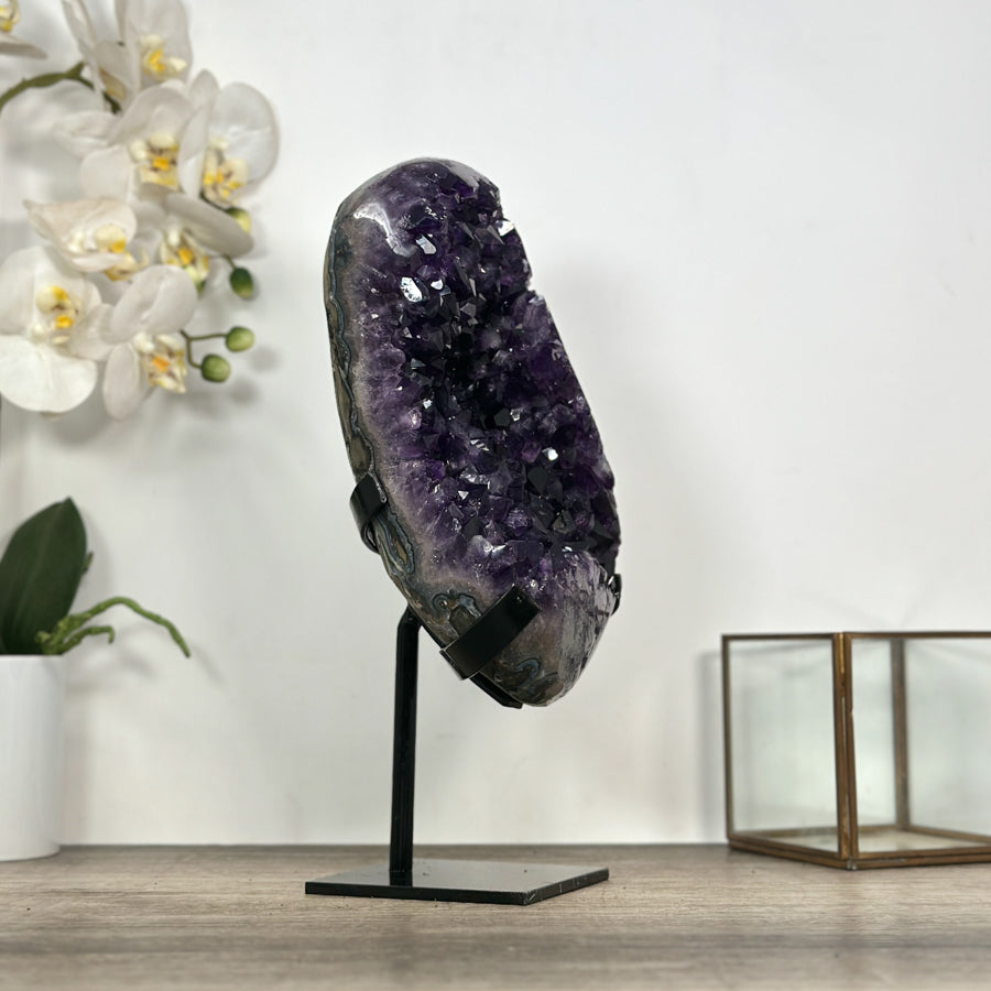 Large Uruguayan Amethyst Stone Cluster on Stand - MWS3033