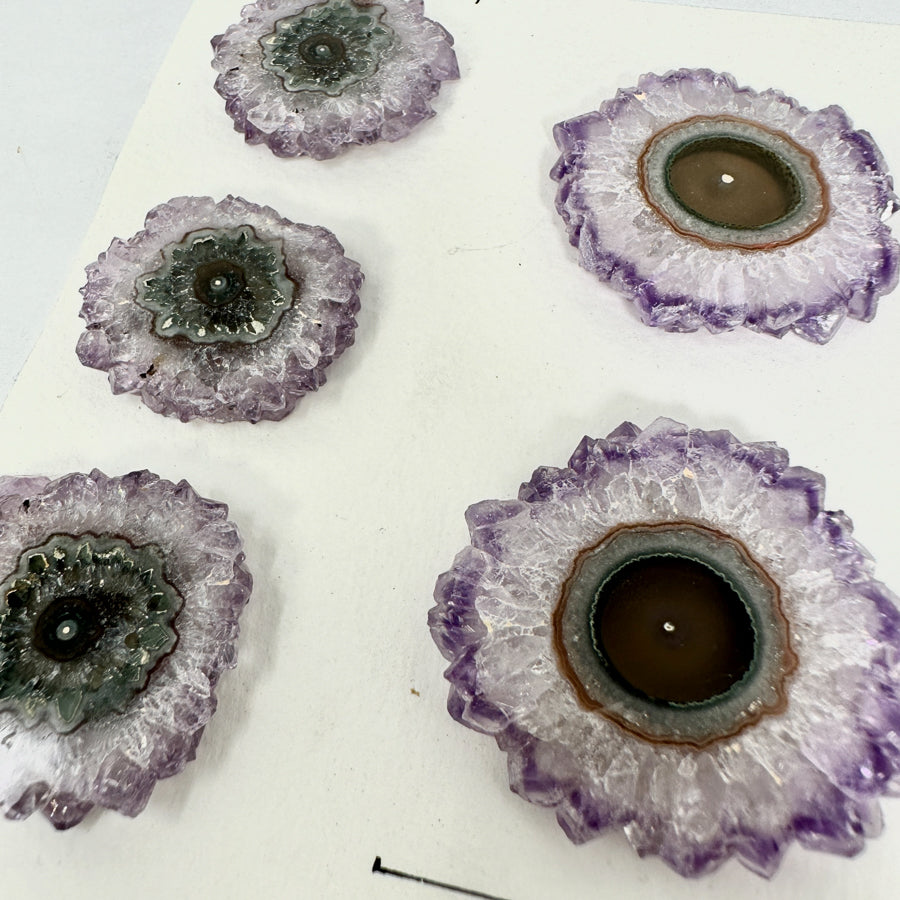 Unique Amethyst Stalactite Slices Set - Natural Crystal for Handmade Jewelry - STS0047