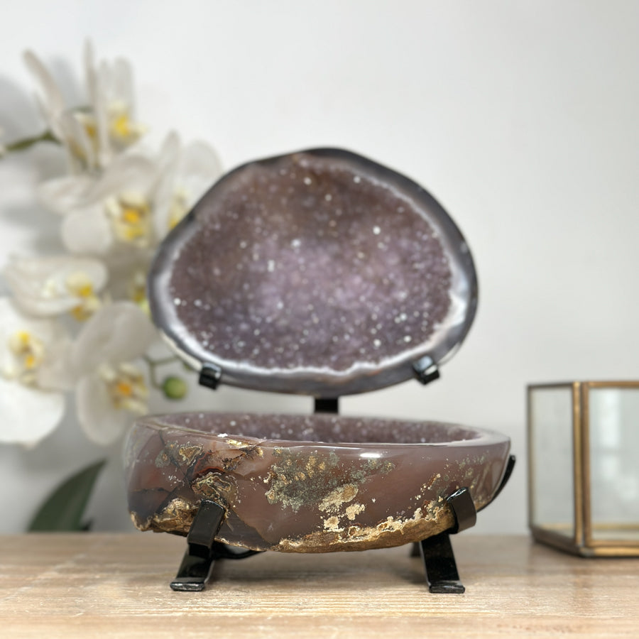 Stunning Polished Agate Geode with Amethyst Interior - MWS1986