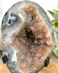Natural Peach Tone Sugar Quartz Crystal Geode with Calcite Inclusion - MWS3254