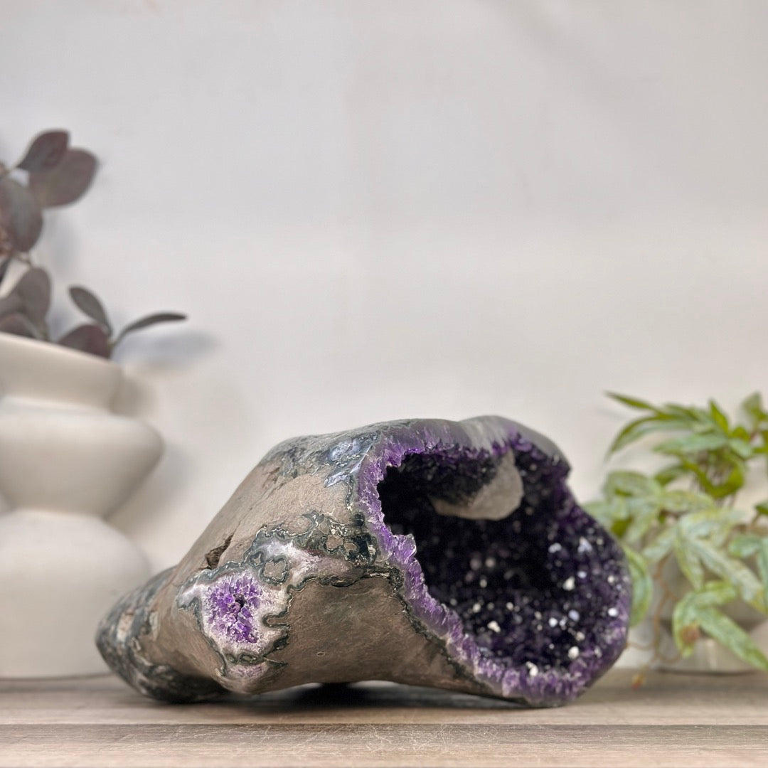 Huge Natural Amethyst Geode with Calcite Formations - STGE0089