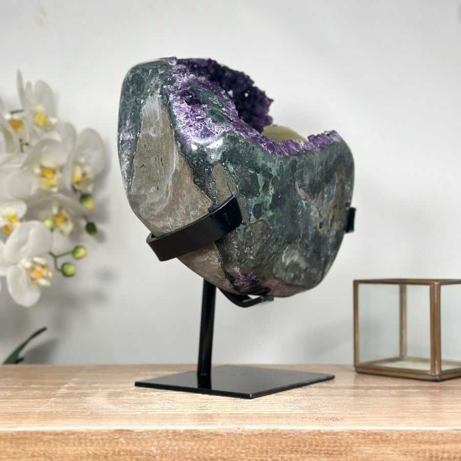 Natural Amethyst Geode with Large Calcite Formation - MWS1845