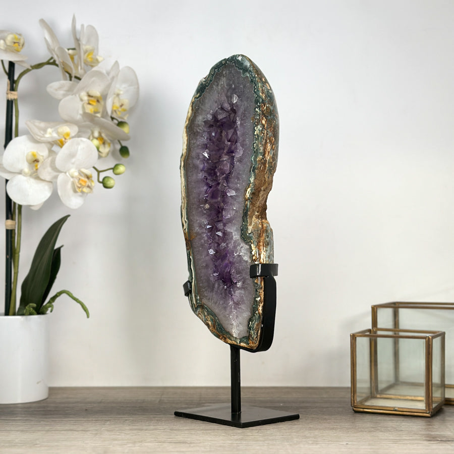 Large Amethyst, Quartz &amp; Green Jasper Stone Slice Portal - MWS2249