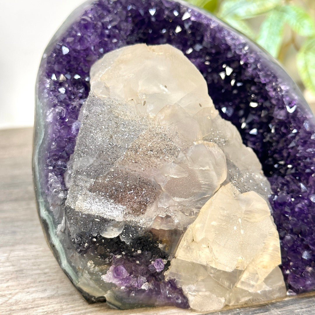 Deep Purple Amethyst Cathedral with Calcite Specimen - CBP1410