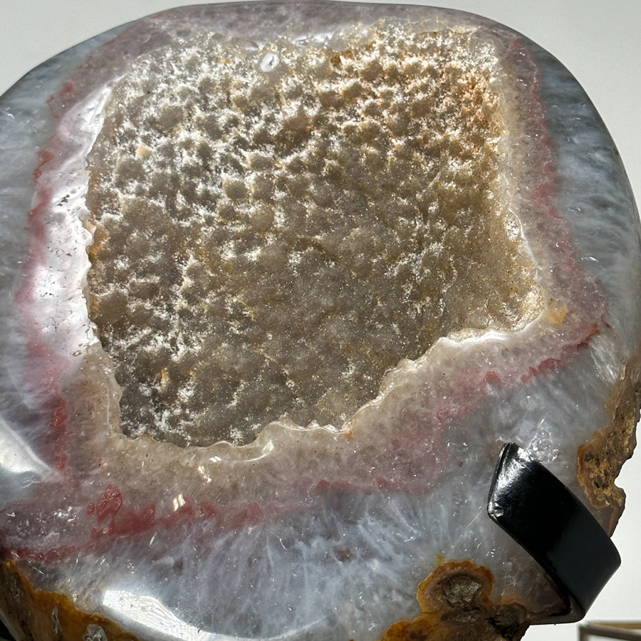 Rare Large Yellow Quartz Druzy Geode with Beautiful Red Banding - MWS1206