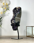 Natural Amethyst with Calcite Inclusions on Metal Stand - MWS2489