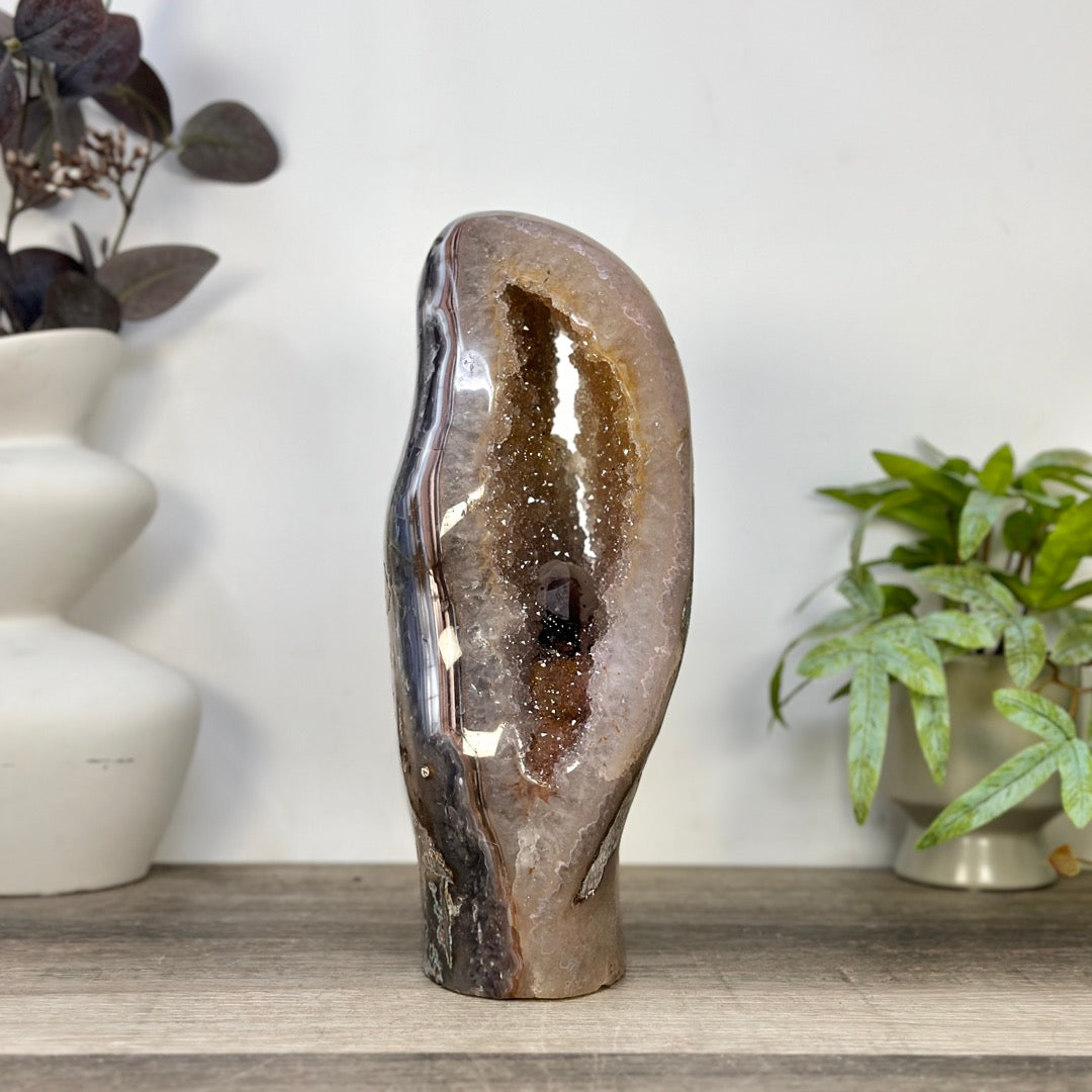 Natural Uruguayan Quartz Geode with Calcite formation Statement Piece - CBP1435