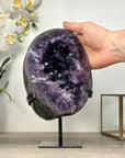 Large Natural Amethyst Geode From Uruguay With Metal Stand – Statement Crystal Piece for Modern Home Decor - MWS2498