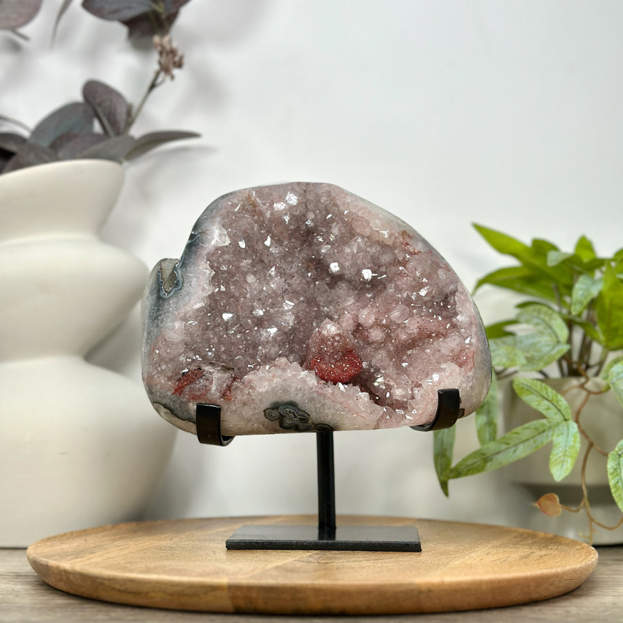 Natural Pink Amethyst with Red Hematite &amp; Calcite Formation - MWS3102