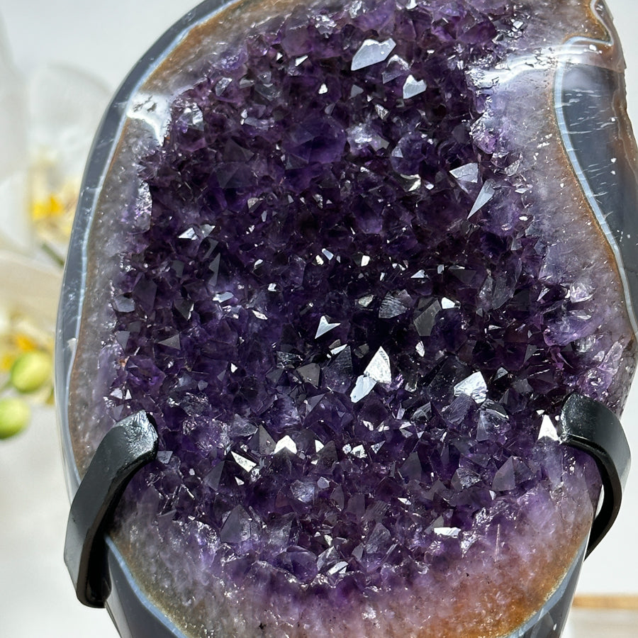 Natural Amethyst Crystal Cluster with Blue Agate MAtrix - MWS1467