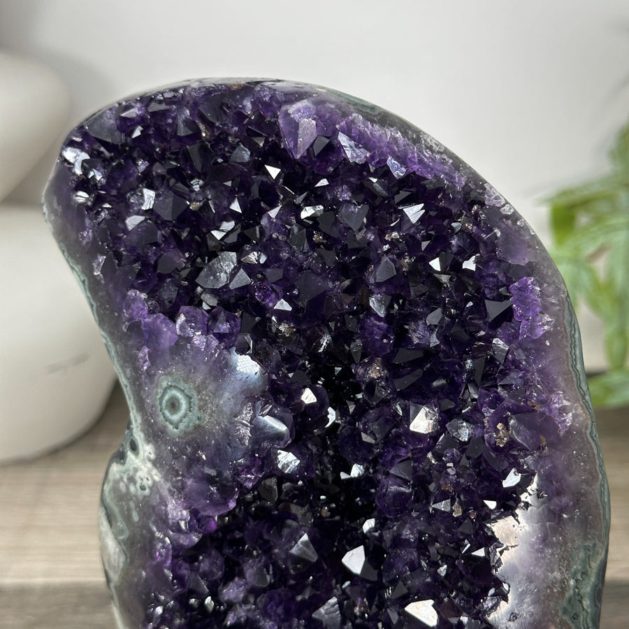 Natural Deep Purple Amethyst Cluster on Metal Stand - MWS3189