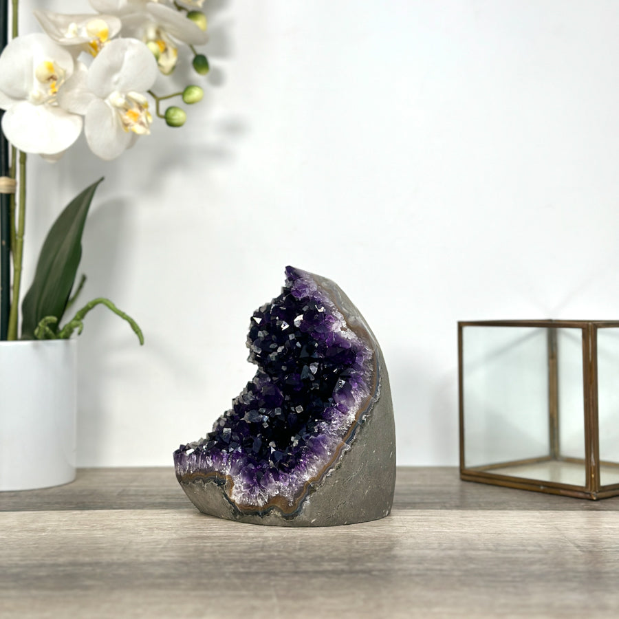 Amethyst Crystal Geode with Deep Purple Points for Home Decor - CBP1241