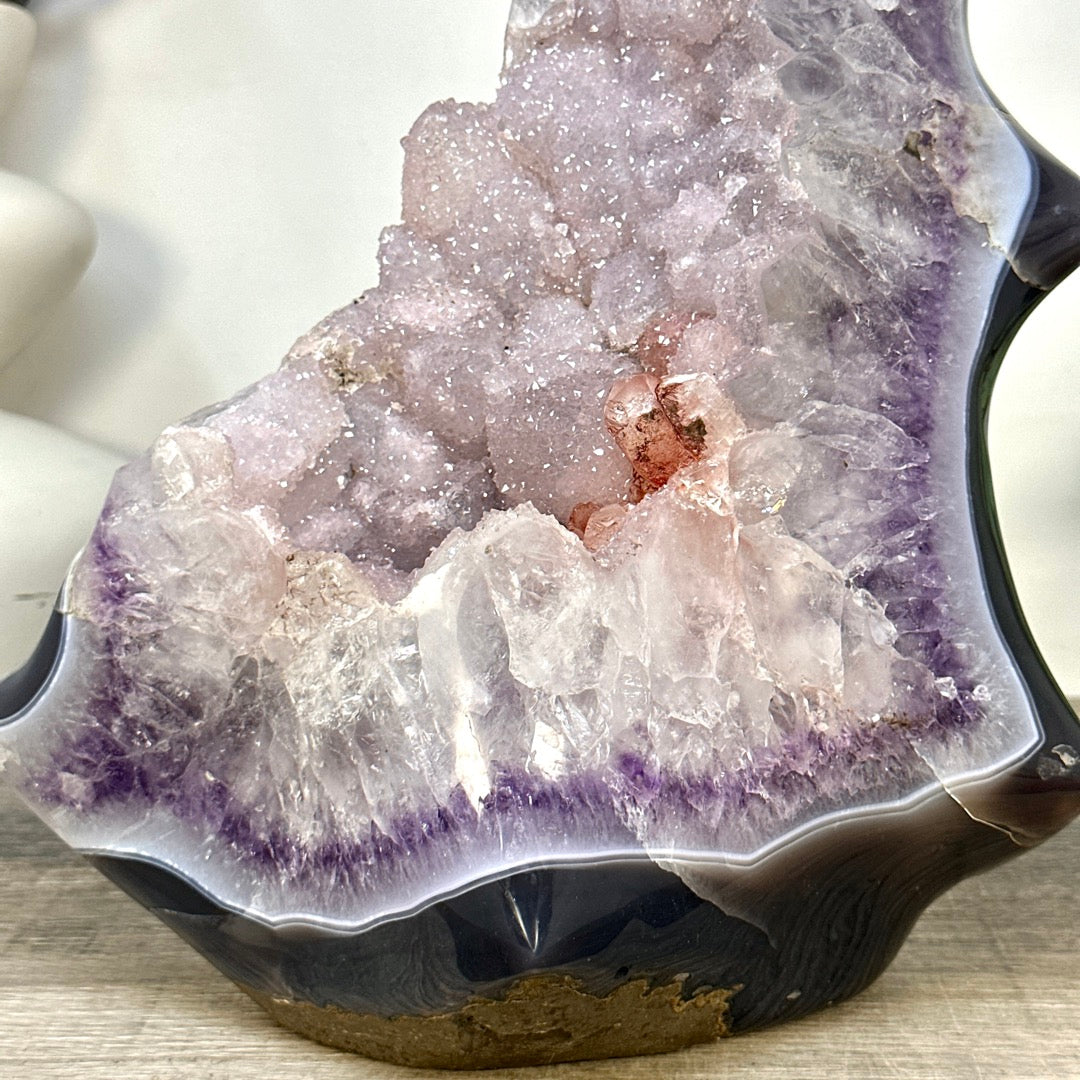 Large Sugar Amethyst &amp; Agate Free Form Statement Piece from Uruguay - CBP1438