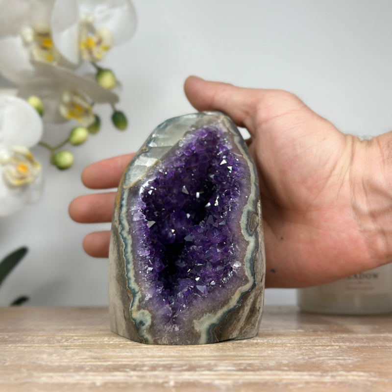 Stunning Natural Amethyst Geode with Jasper Shell - CBP1085