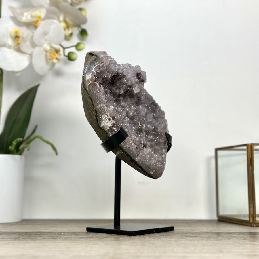 Sugar Quartz Druzy Geode on Stand - MWS2876