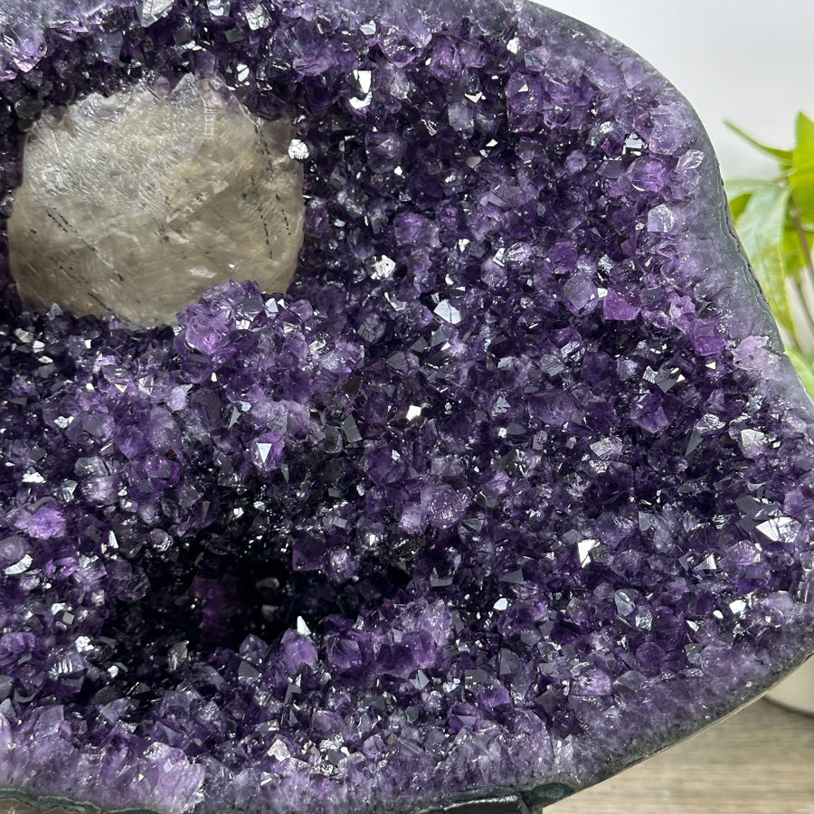 Natural Amethyst Geode with Calcite Crystal Specimen - MWS3088