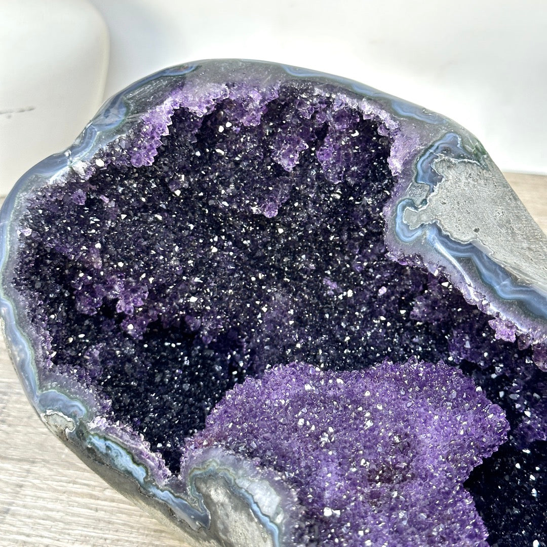 Natural Amethyst Geode with Calcite Crystal Formation - STGE0053