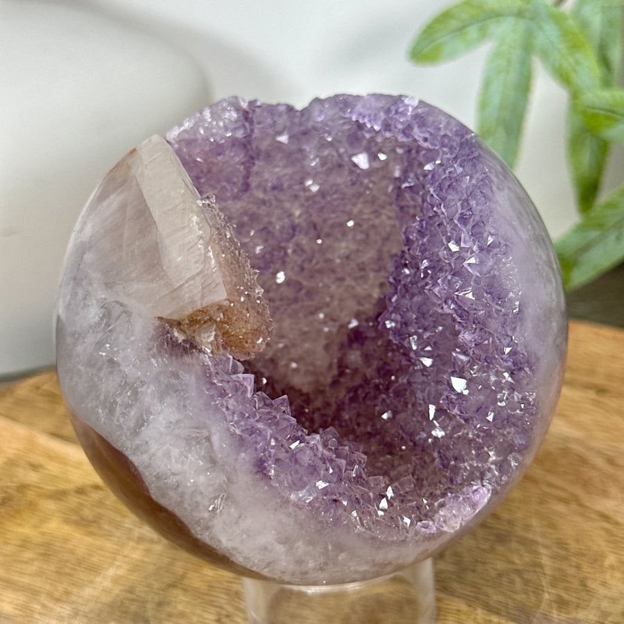 Uruguayan Amethyst Druzy &amp; Agate Sphere Geode - SPH0150