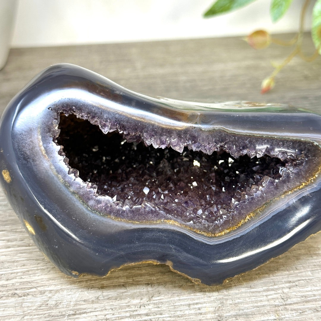 Blue Agate &amp; Amethyst Natural Geode - STGE0074