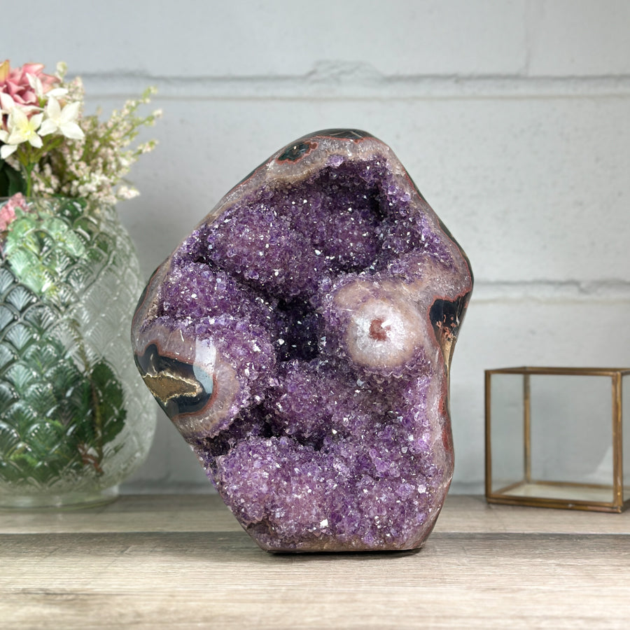 Natural Amethyst &amp; Agate Statement Piece for Home Decor - CBP1255