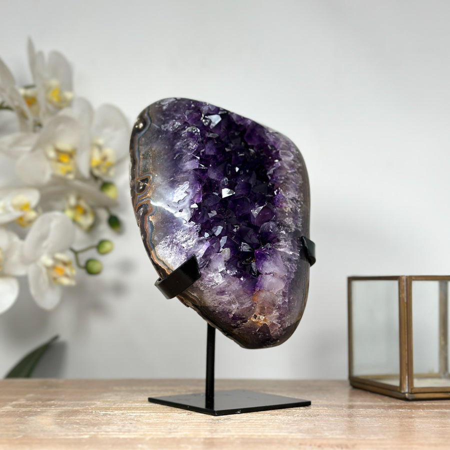 Natural Amethyst Crystal with Handmade Metal Stand - MWS1812