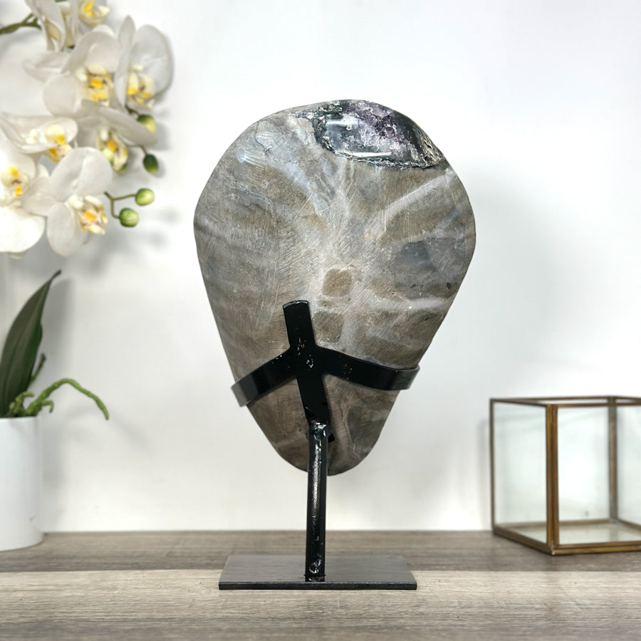 Uruguayan Amethyst Geode full of Stalctites on Metal - MWS2719