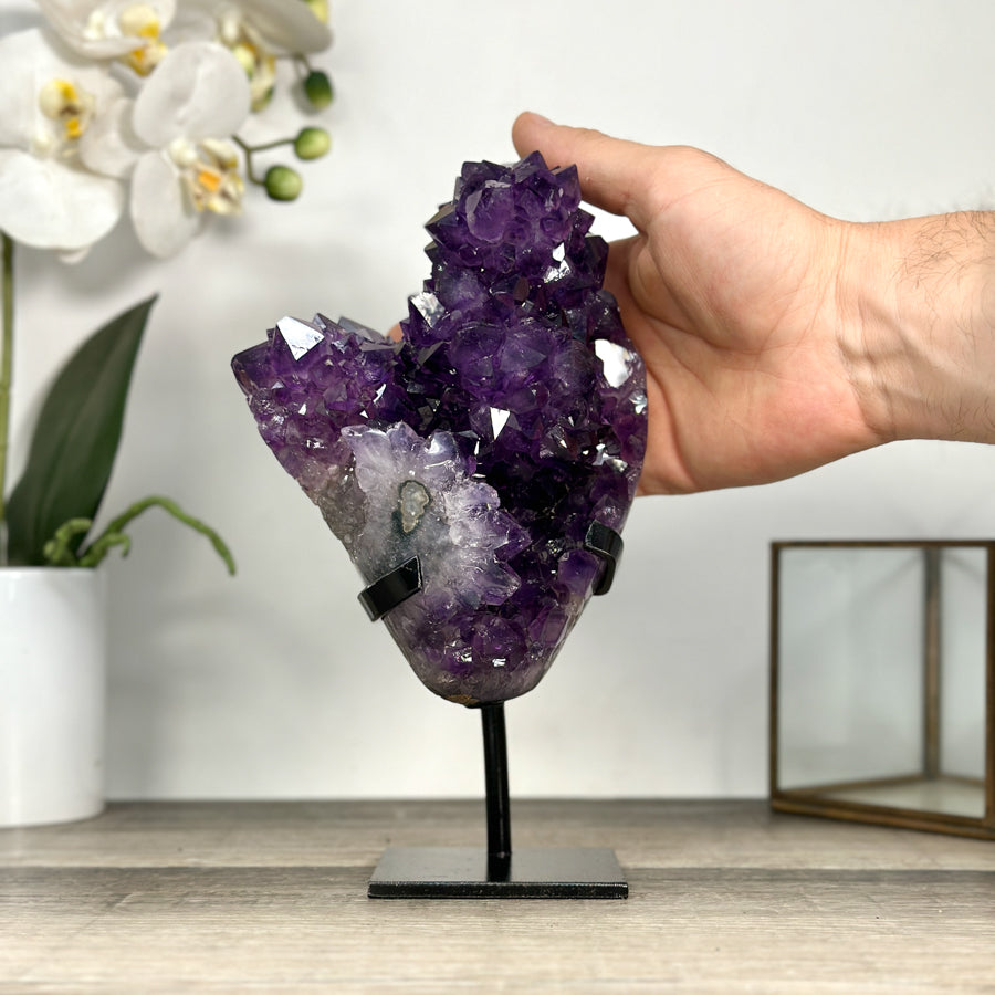 Deep Purple Amethyst Cluster on Metal Stand - MWS2772