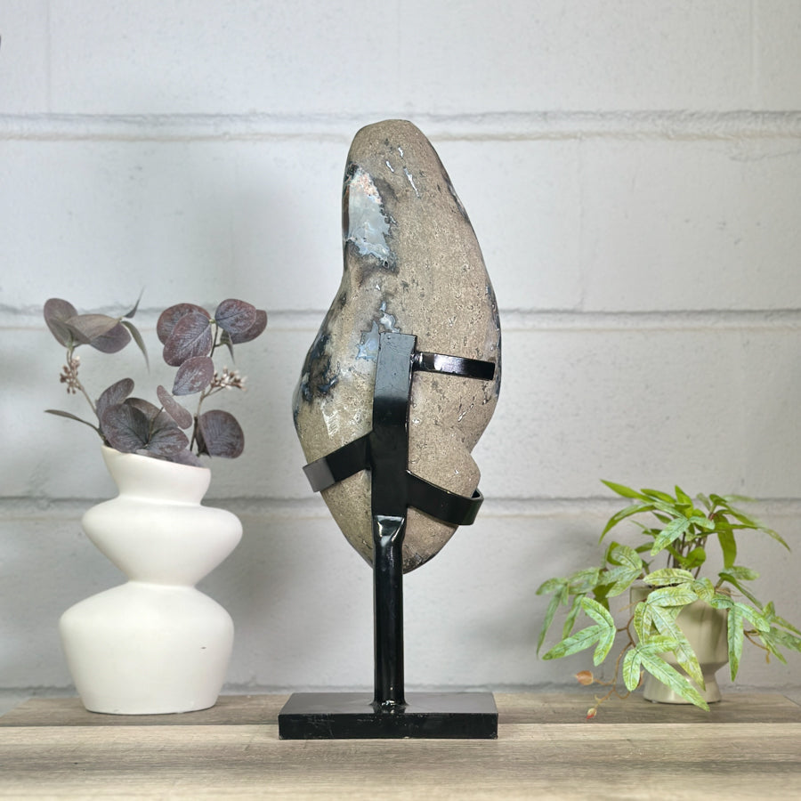 Natural Top Grade Amethyst Cluster on Metal Stand for Home Decor - MWS3150