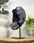 Unique Natural Amethyst & Green Jasper Specimen on Metal Stand - MWS3068