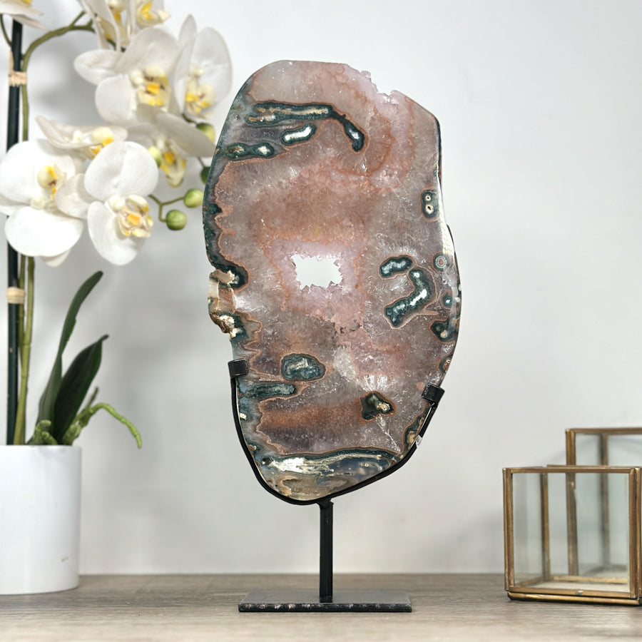 Large Quartz &amp; Agata Stone Slice - MWS2328
