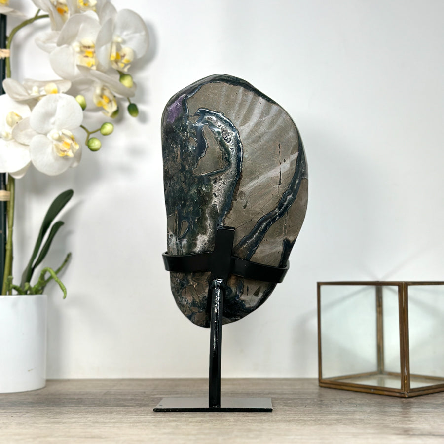 Top Grade Natural Amethyst on Metal Stand – Statement Crystal Piece for Modern Home Decor - MWS2490