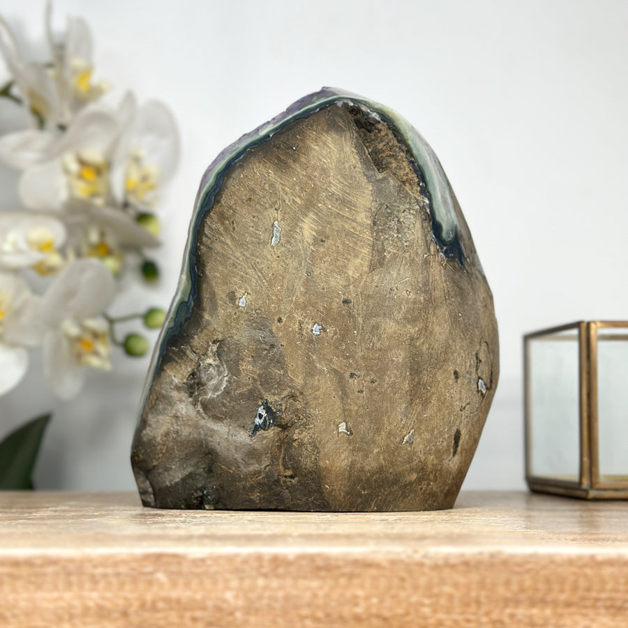 Amethyst Crystal Cluster with Deep Purple Points and Green Jasper Shell - CBP1164