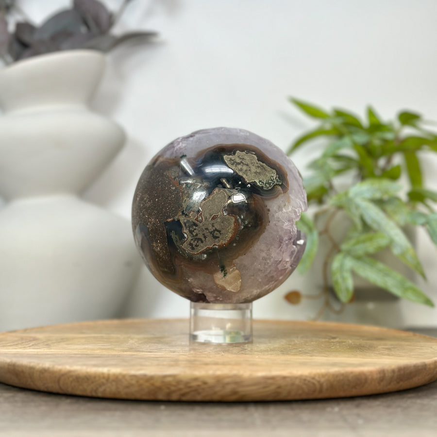 Natural Uruguayan Amethyst Sphere Geode - SPH0187