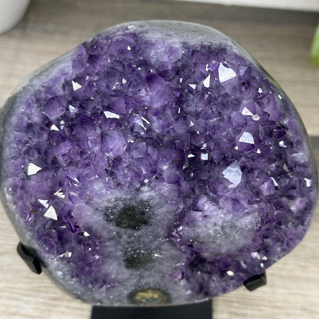 Natural Deep Purple Amethyst Cluster on Metal Stand - MWS3310