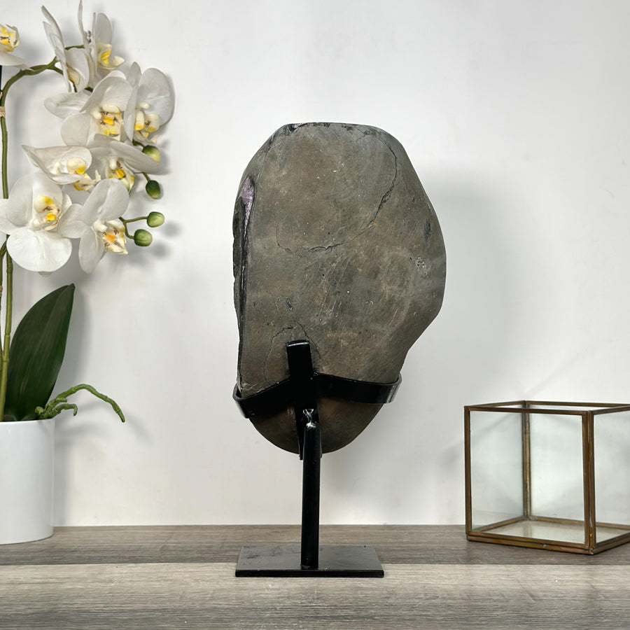 Top Quality Amethyst Geode With Calcite on Metal Stand - MWS2752