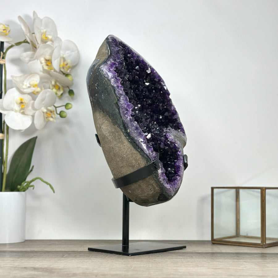 Amethyst Geode with Deep Purple Crystals on Stand - MWS2792
