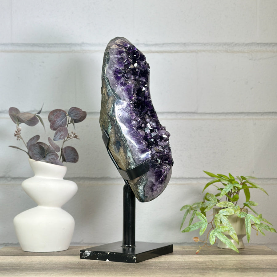 Huge Natural Amethyst Specimen on Metal Stand - MWS3149