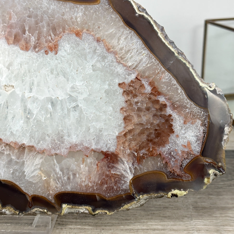 Natural Agate &amp; Quartz Stone Slice for Home Decor - SLC0012