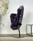 Deep Purple Amethyst Cluster on Metal Stand – Stunning Crystal for Meditation Space Decor - MWS2709