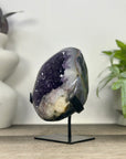 Uruguayan Amethyst Geode with Calcite Inclusion on Metal Stand - MWS3330