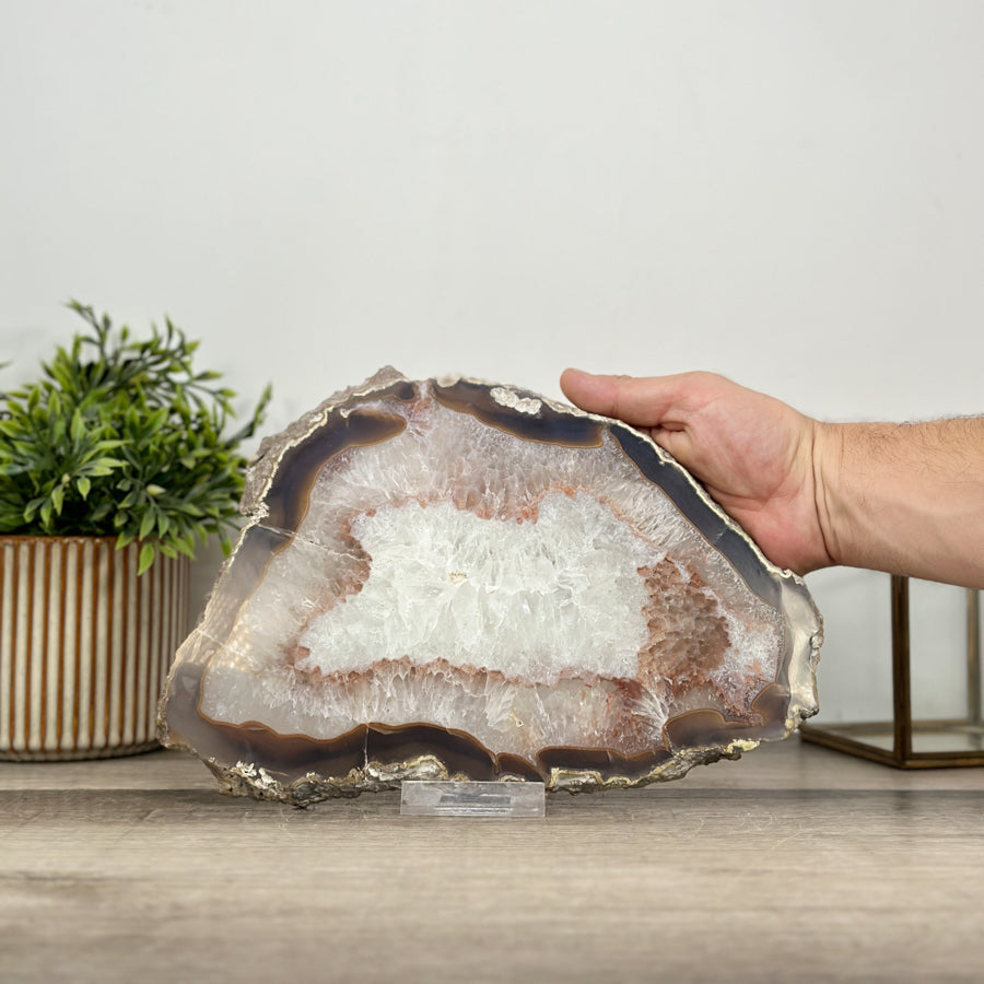 Natural Agate &amp; Quartz Stone Slice for Home Decor - SLC0012