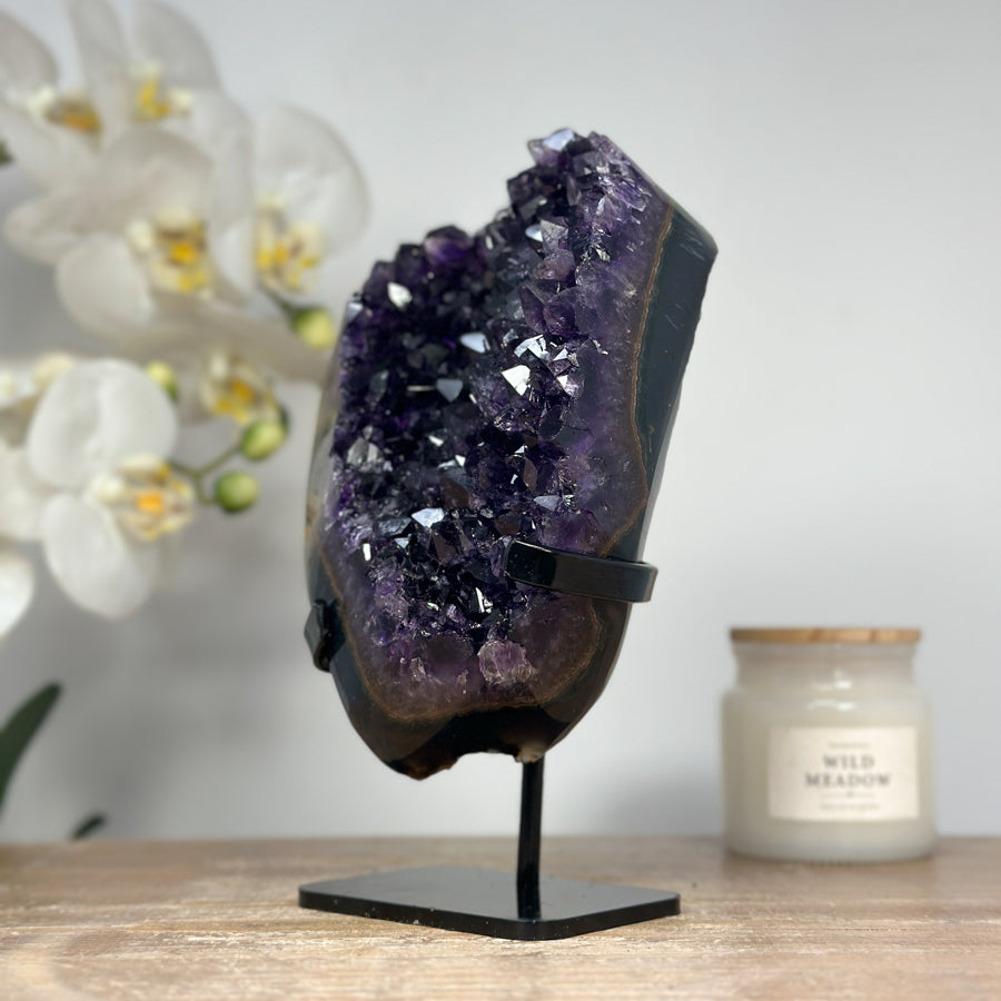 Natural Deep Purple Amethyst with Agate Shell - MWS1368
