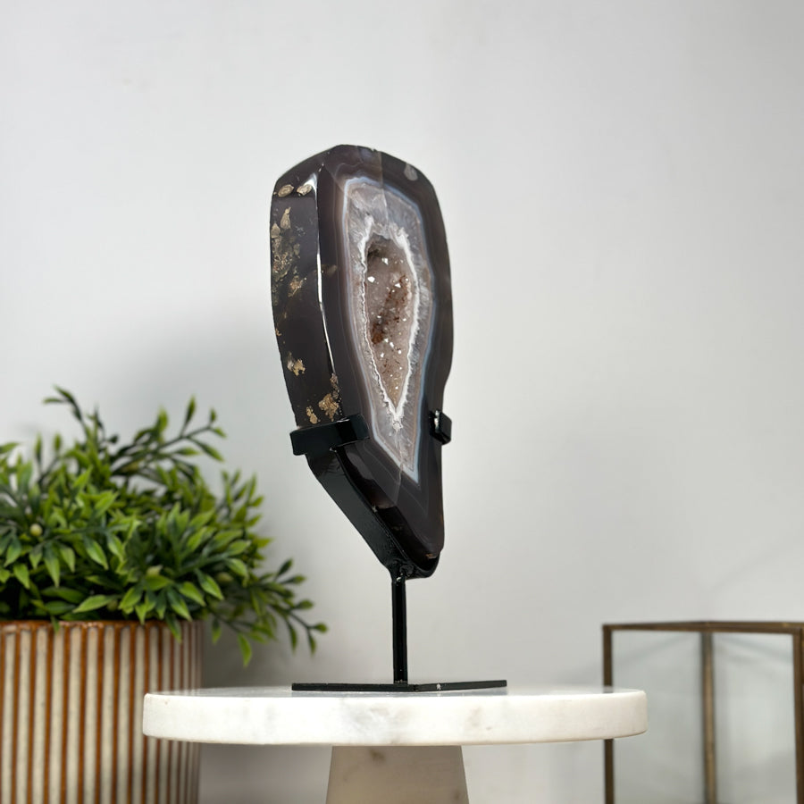 Natural Agate Slice Portal with Metallic Stand - MWS2137