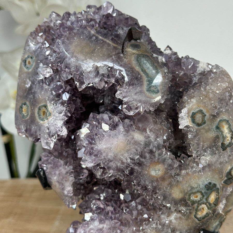 Natural Amethyst &amp; Jasper Crystal Cluster Full of Stalactite Eyes - MWS1387