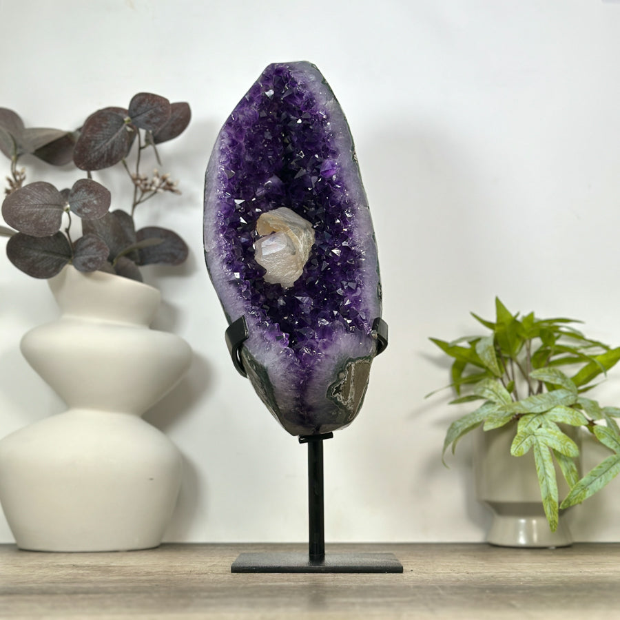 Uruguayan Amethyst Geode with Unique Calcite Crystal Formation - MWS3090