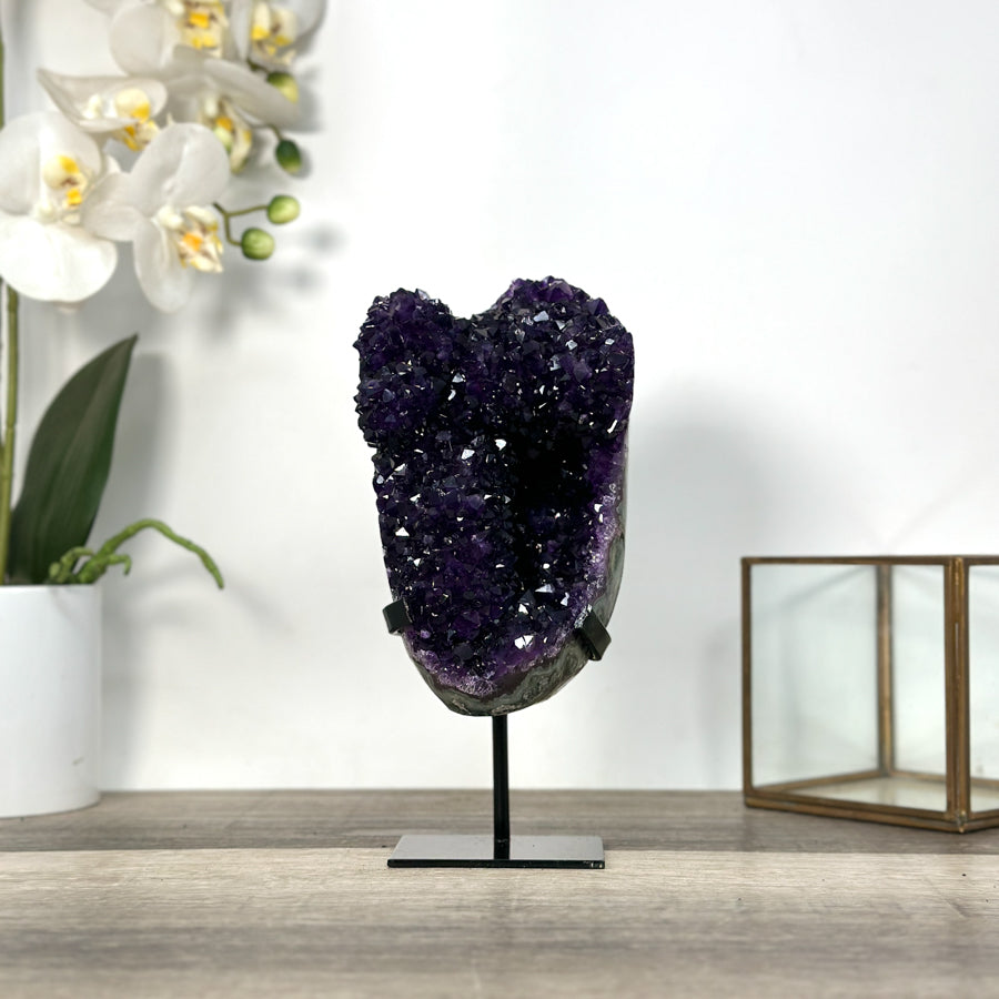 Deep Purple Amethyst Stalactite Formation on Metal Stand - MWS2729