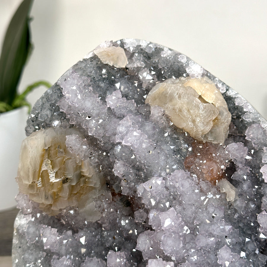 Amethyst and Calcite Crystal Cluster with stalctite Formations on Stand - MWS2607