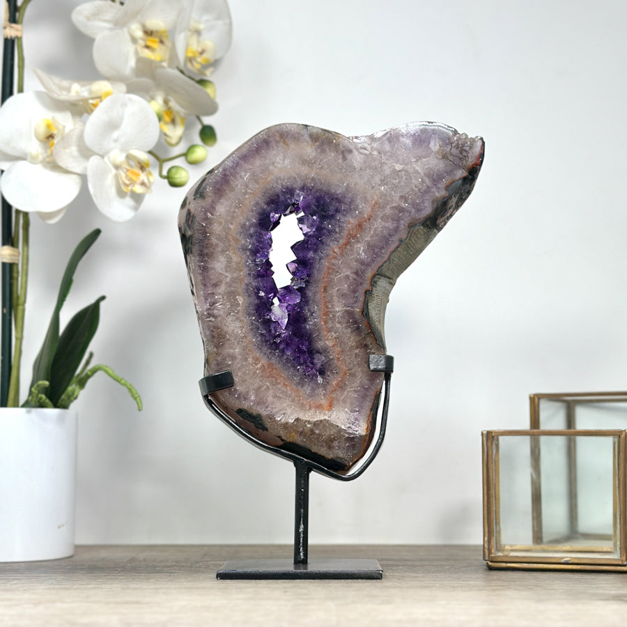 Large Natural Amethyst Portal, Handmade Stand Included - MWS2324